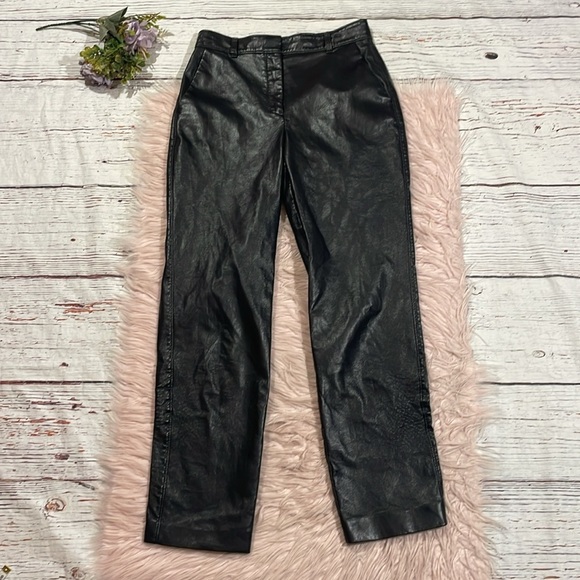 Aritzia Babaton Black Faux Leather Command Ankle High Rise Pant - Picture 1 of 9